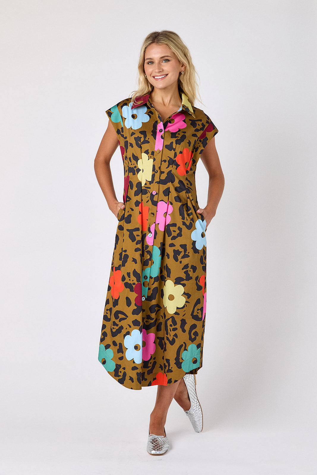 Quincey Dress | Tailored Sleeveless Midi Dress with Pockets