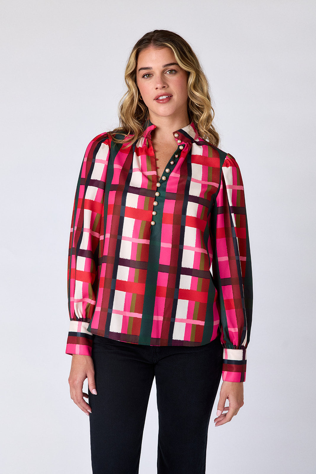 Leland Blouse in Holiday Plaid | CROSBY by Mollie Burch
