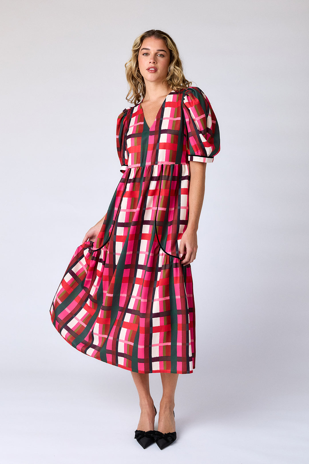 Shira Dress in Holiday Plaid | CROSBY by Mollie Burch