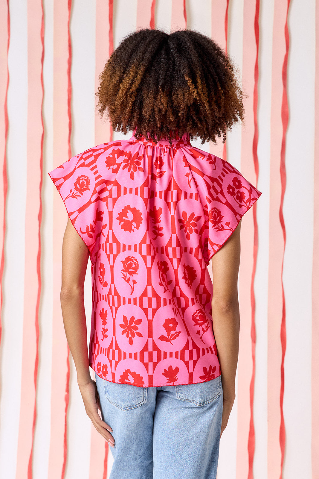 Parterre Floral raglan style short sleeve top on model — CROSBY by Mollie Burch