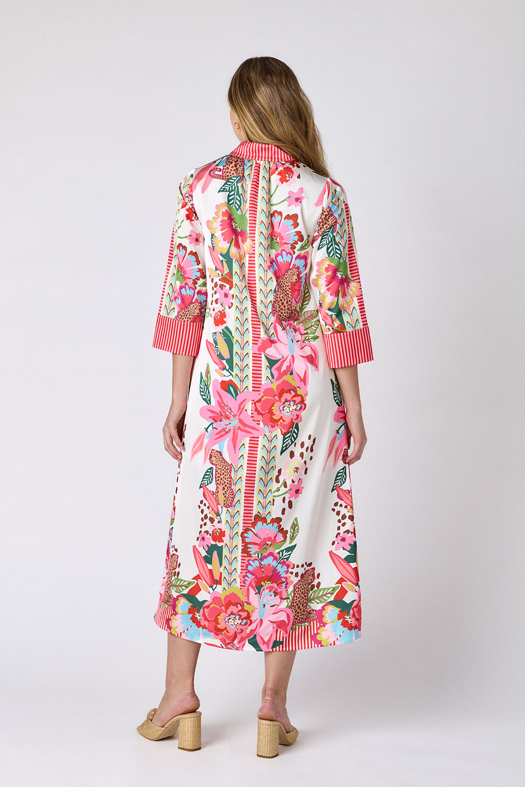 Wild Lily caftan style midi dress on model — CROSBY by Mollie Burch