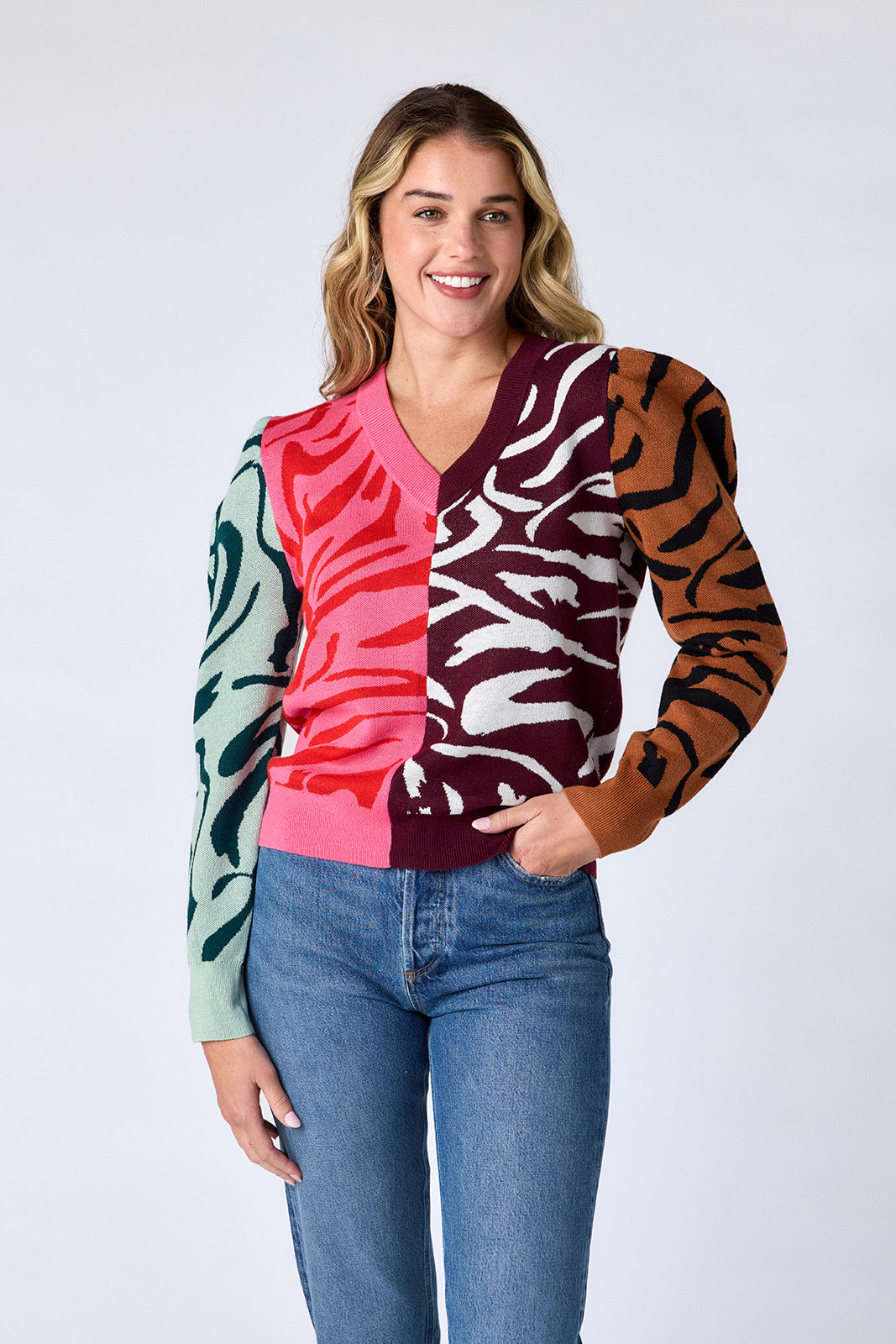 Teddie Sweater in Zebra Colorblock | CROSBY by Mollie Burch