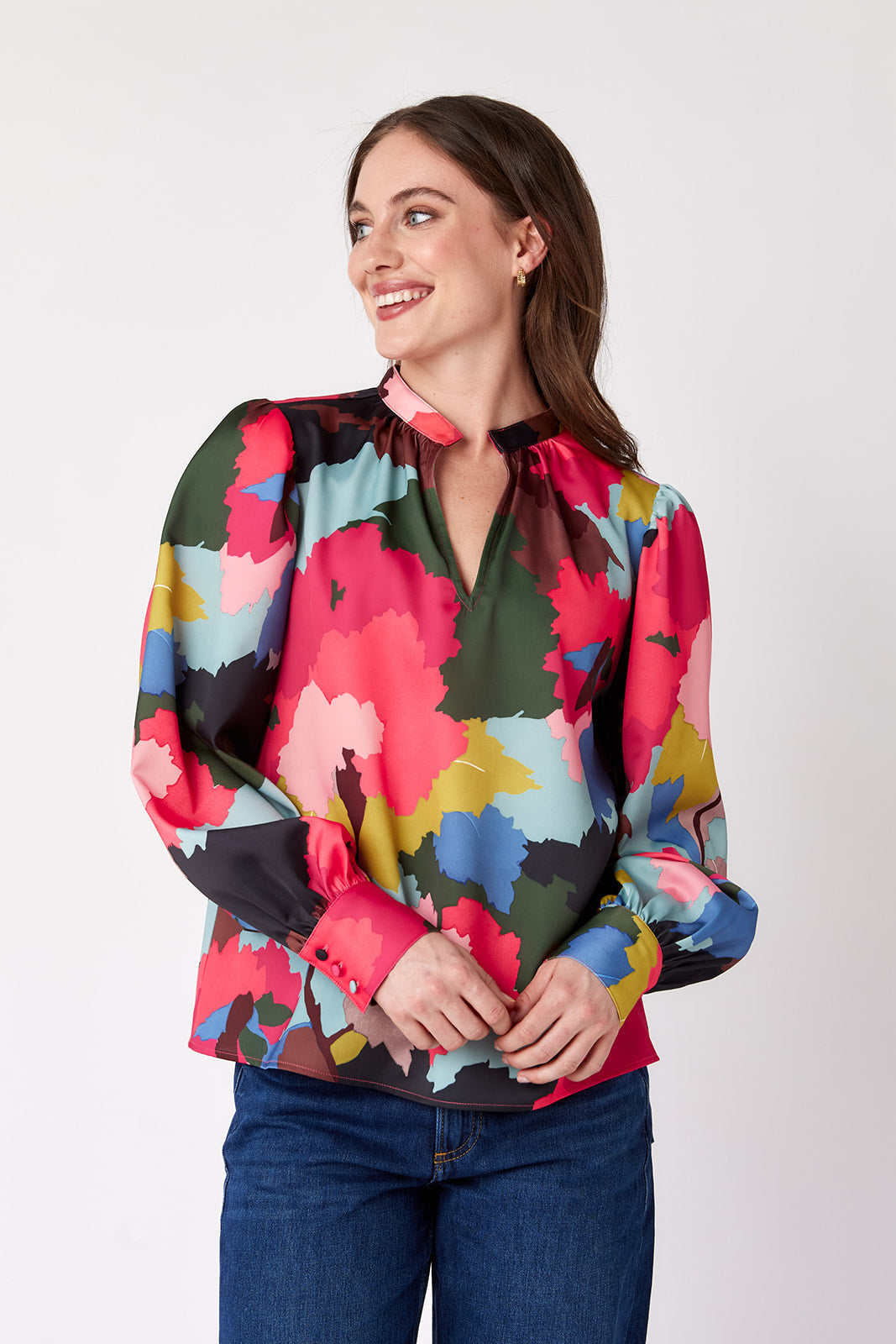 Crosby Striped Flower Blouse XS main image 1