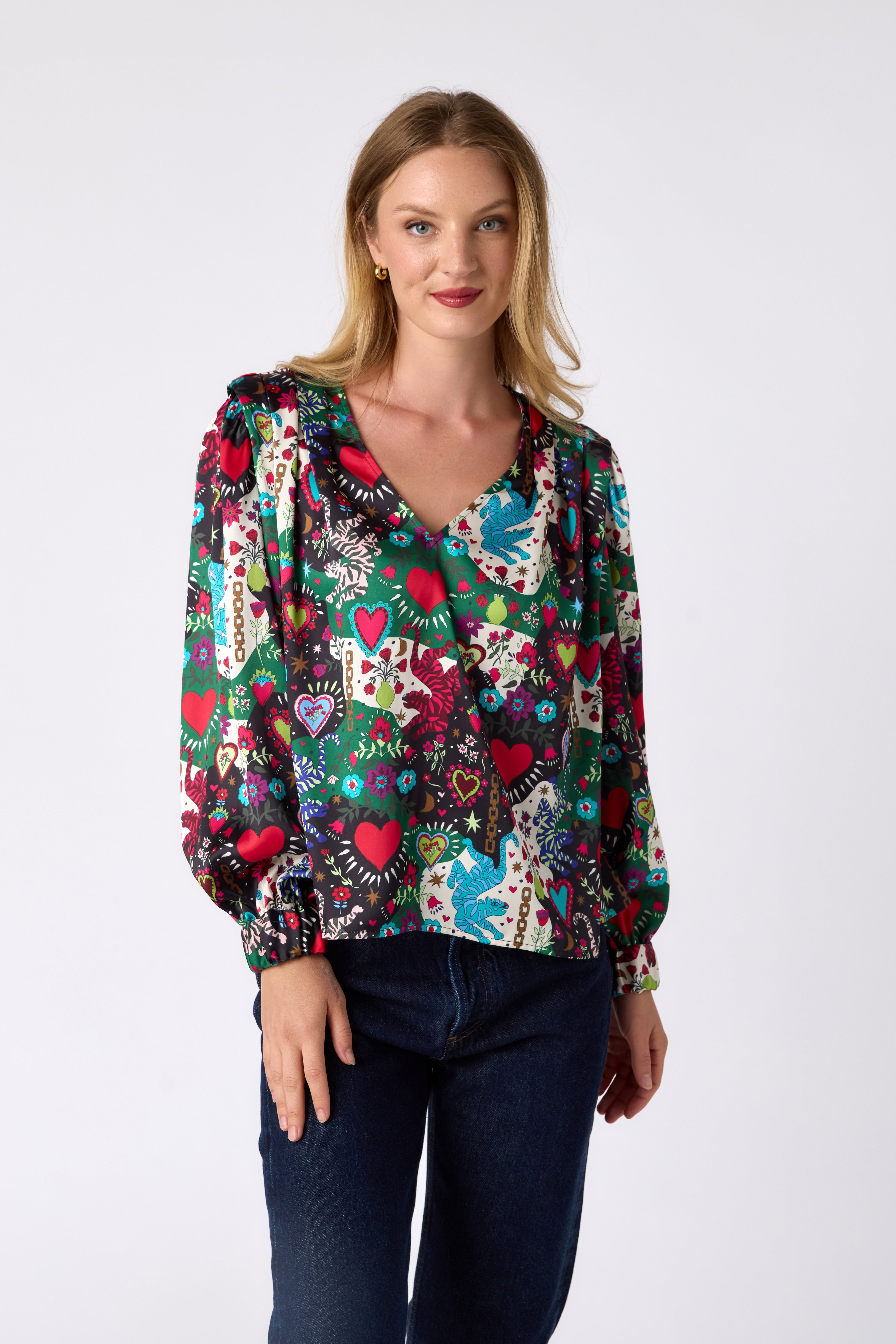 Crosby Striped Flower Blouse XS main image 0