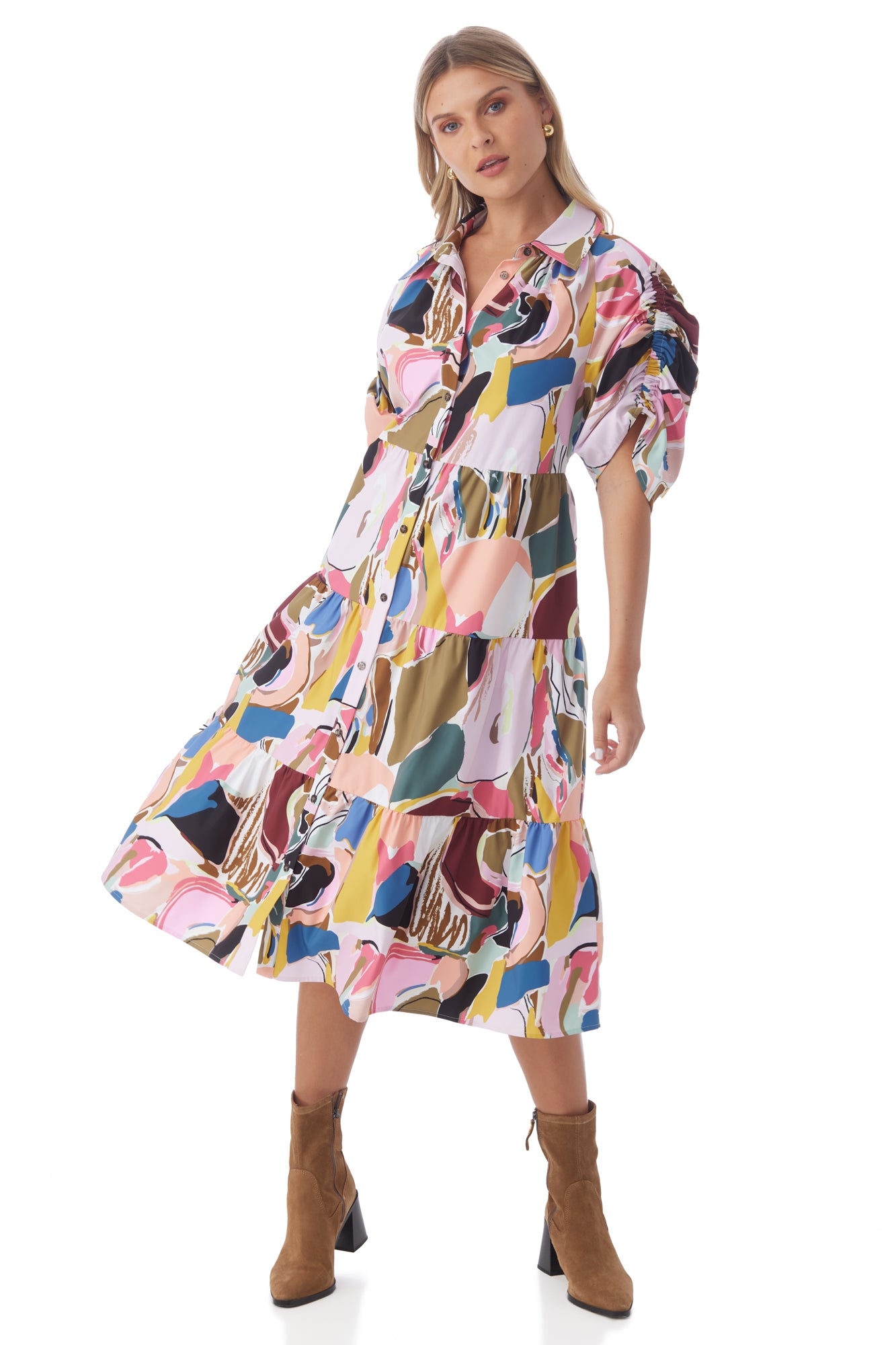 Whit Dress in Abstract Expression | CROSBY by Mollie Burch