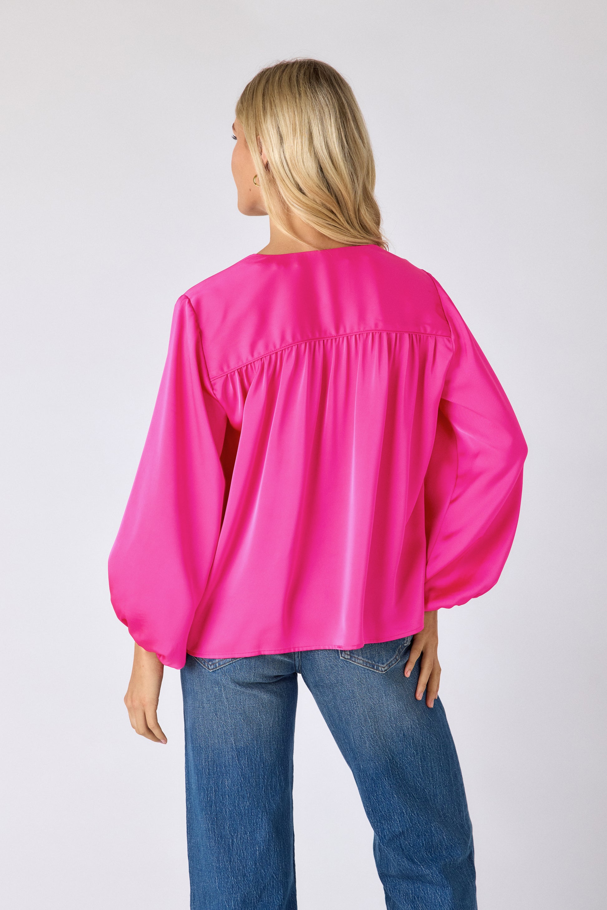 Nellie Blouse — V-Neck Balloon Sleeve Top | CROSBY by Mollie Burch