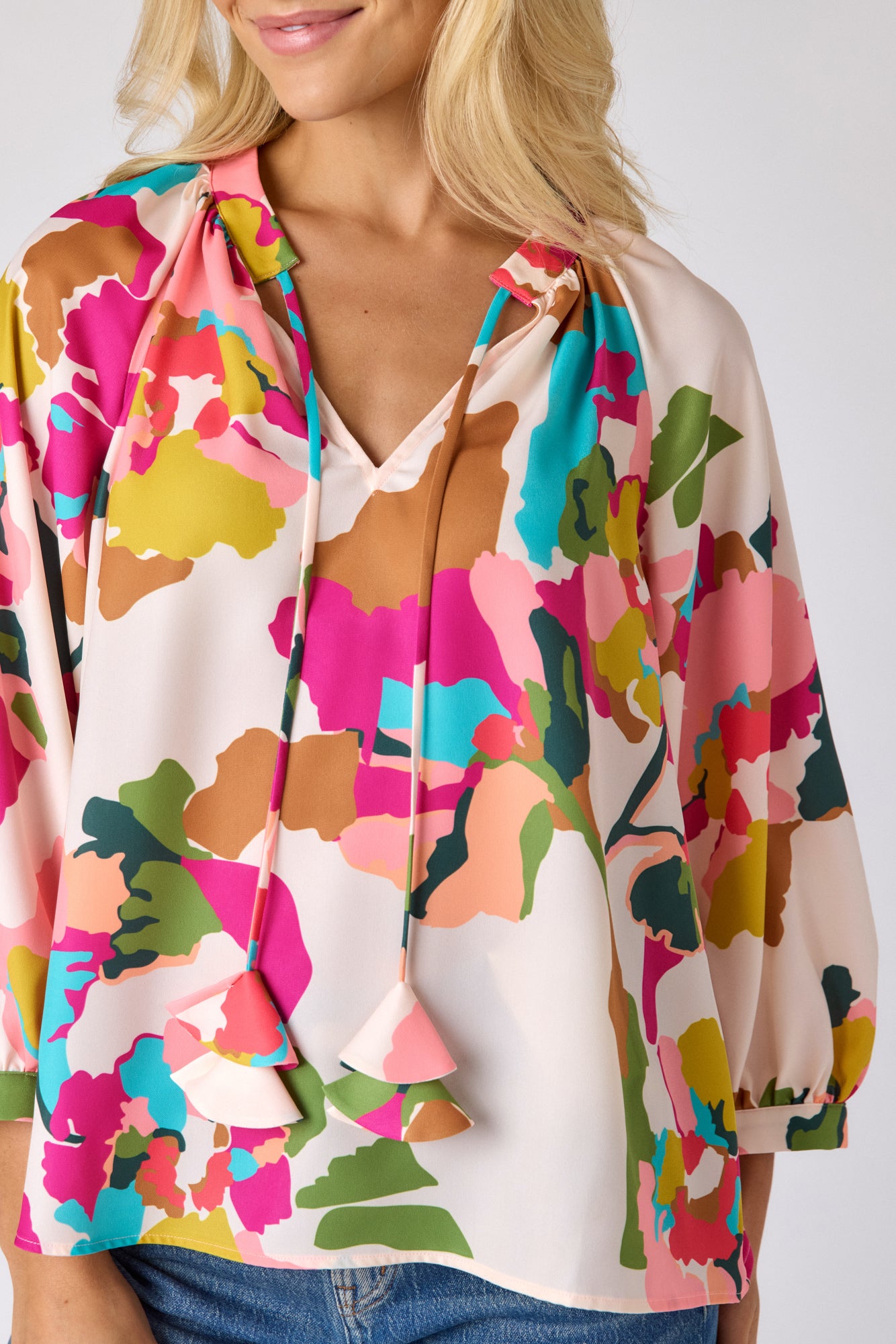 Botanic Blush raglan sleeve top on model — CROSBY by Mollie Burch