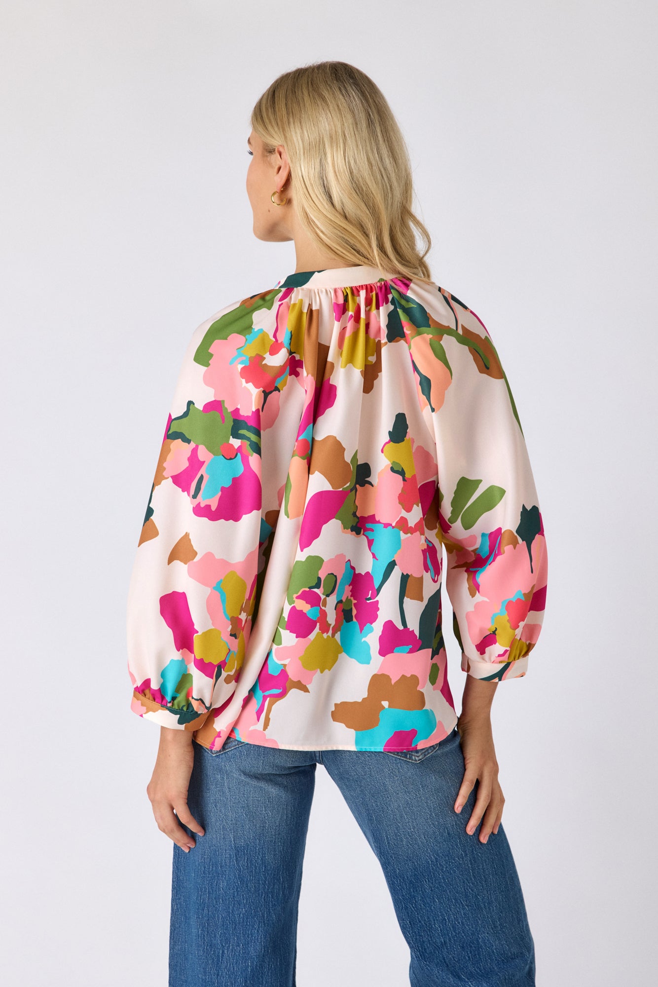 Botanic Blush raglan sleeve top on model — CROSBY by Mollie Burch