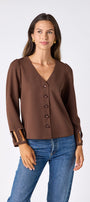 Brownie V-neck straight fit top on model – CROSBY by Mollie Burch