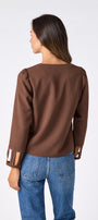 Brownie V-neck straight fit top on model – CROSBY by Mollie Burch