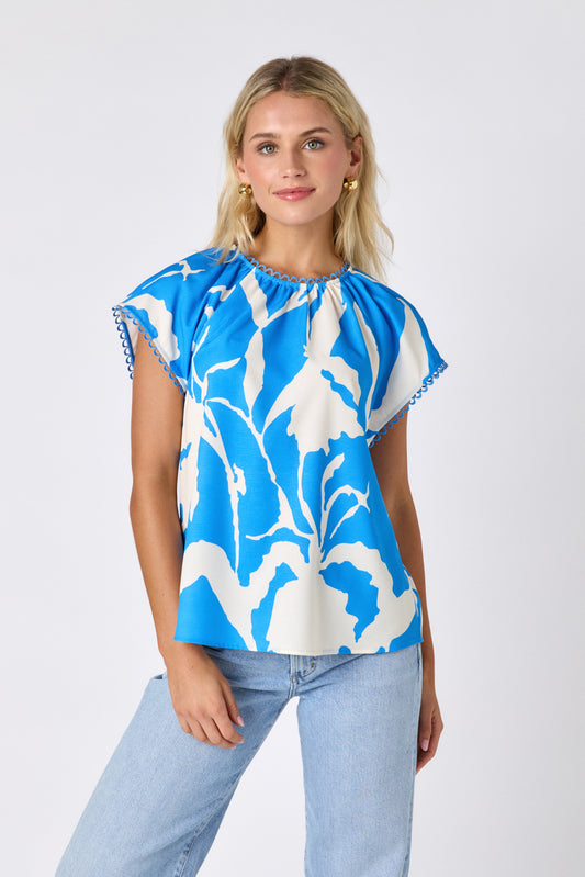 Blue Fern raglan style short sleeve top on model — CROSBY by Mollie Burch