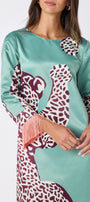 Drewry Dress in Mint Catwalk featuring contrast fringe trim on model – CROSBY by Mollie Burch