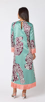Drewry Dress in Mint Catwalk featuring contrast fringe trim on model – CROSBY by Mollie Burch