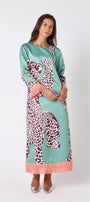 Drewry Dress in Mint Catwalk featuring contrast fringe trim on model – CROSBY by Mollie Burch