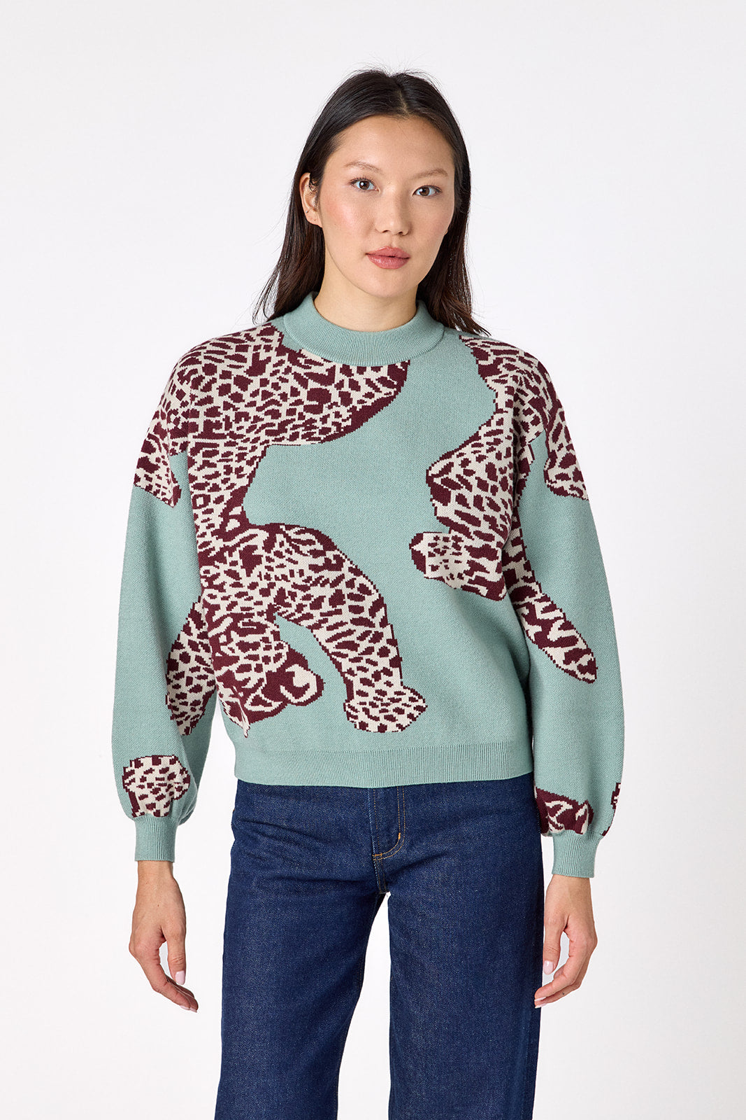 Catwalk Mint drop shoulder sweater on model – CROSBY by Mollie Burch