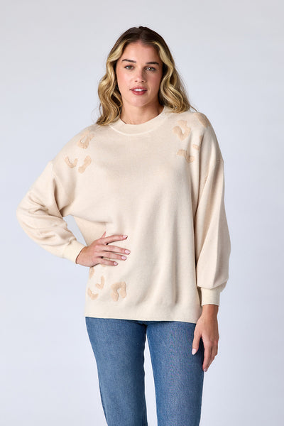 Maxton Sweater in Cream Leopard | CROSBY by Mollie Burch