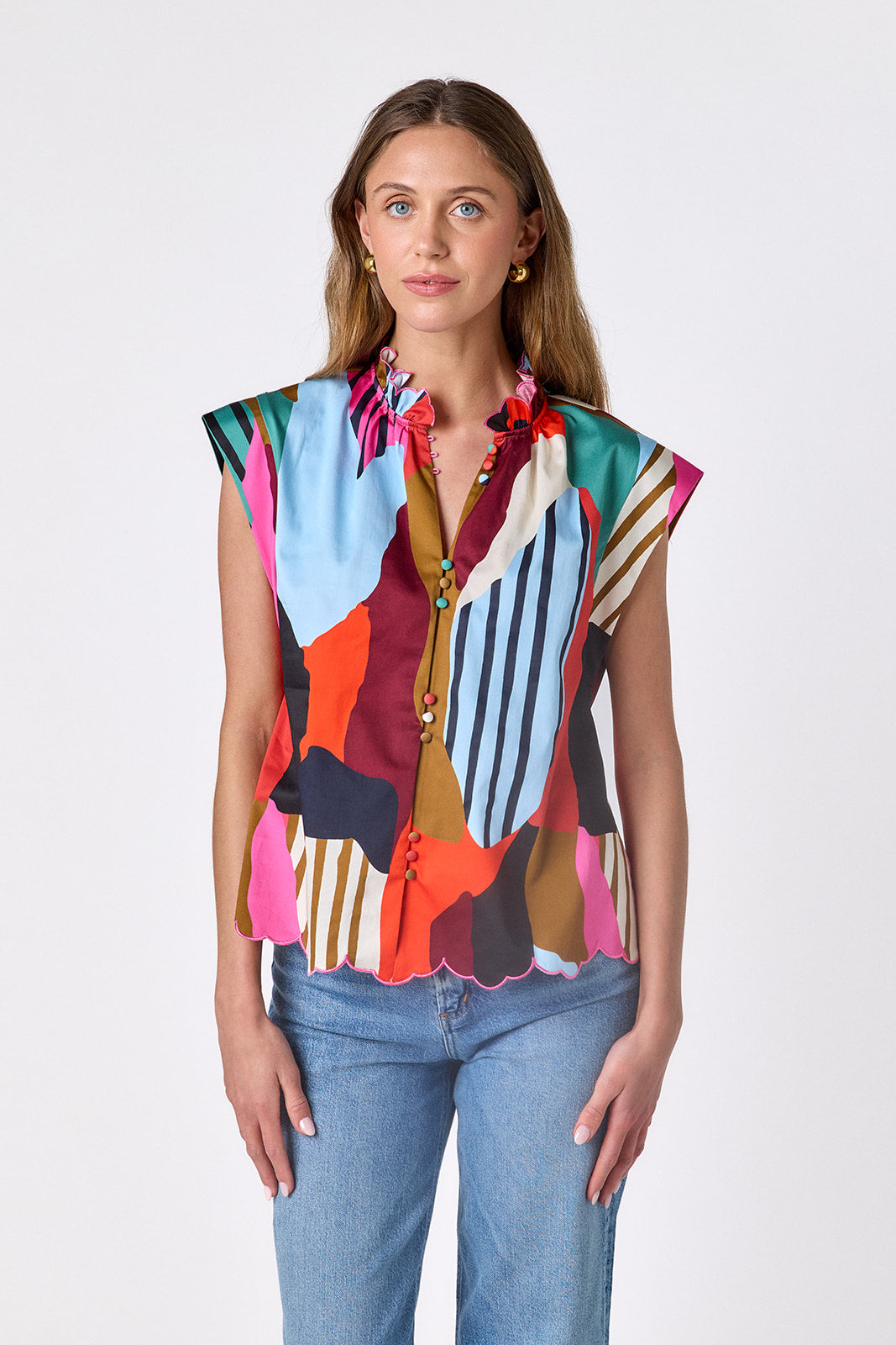 Field Study raglan style short sleeve top on model — CROSBY by Mollie Burch