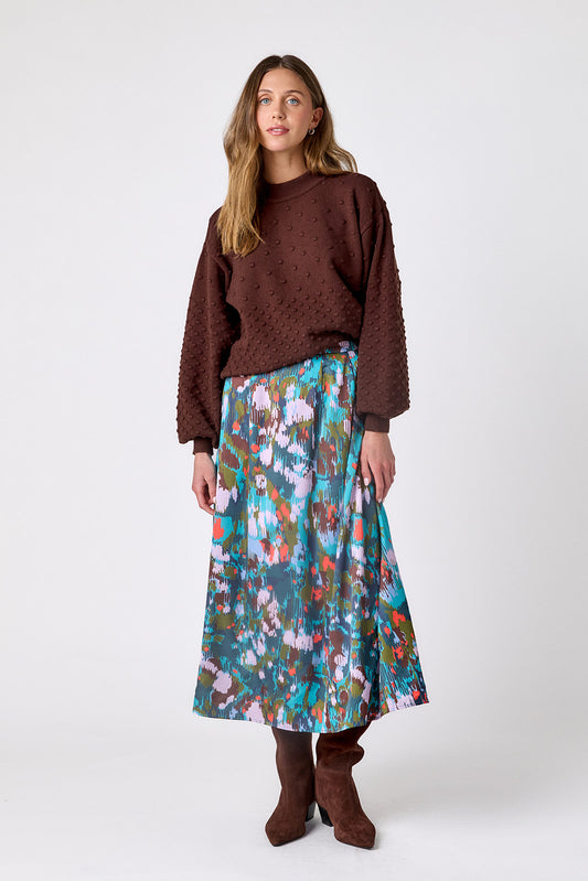 Florentine Marble voluminous A-line skirt on model – CROSBY by Mollie Burch
