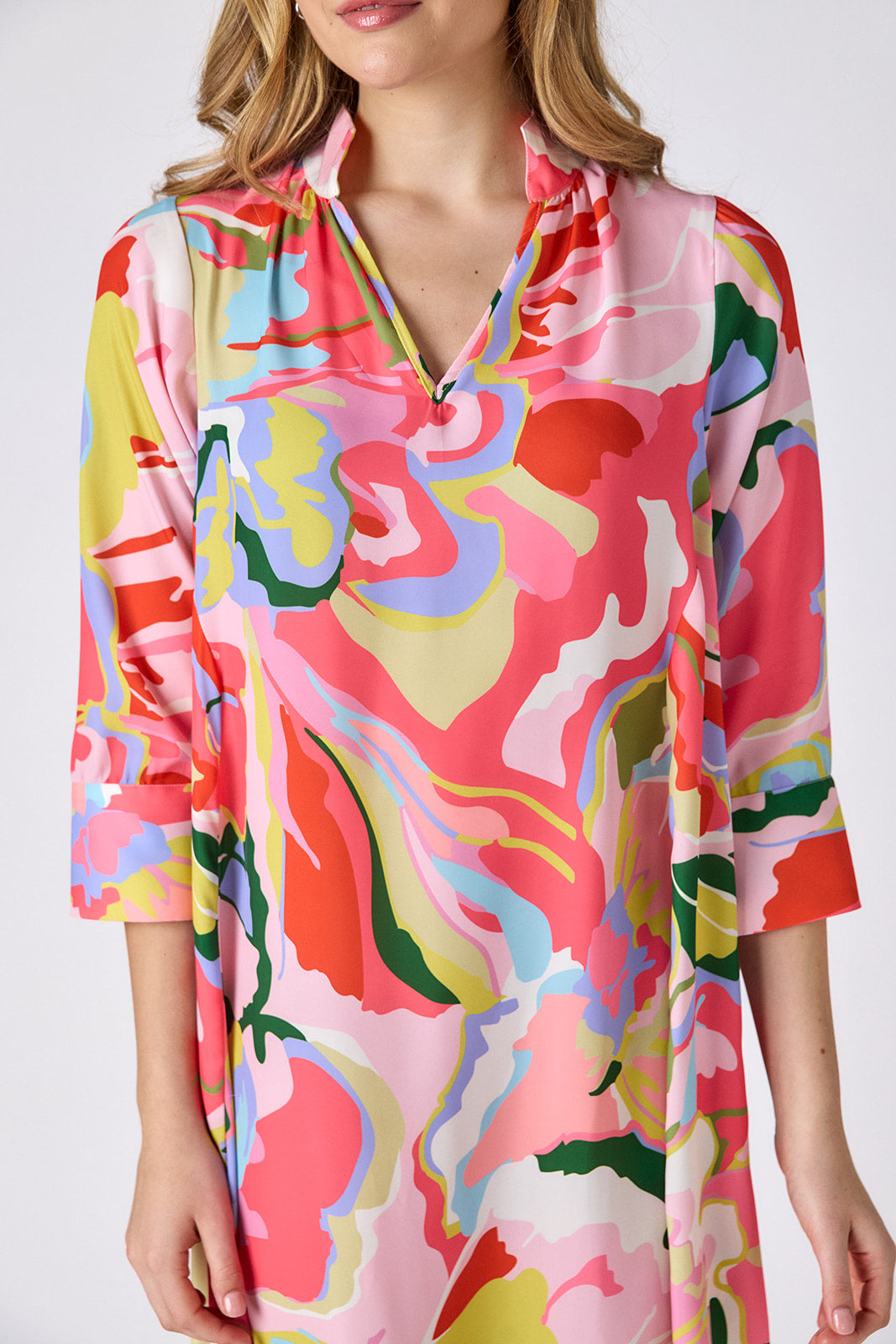 Flutter caftan style midi dress on model — CROSBY by Mollie Burch