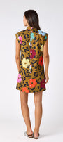 Happy Leopard structured A-line dress on model — CROSBY by Mollie Burch