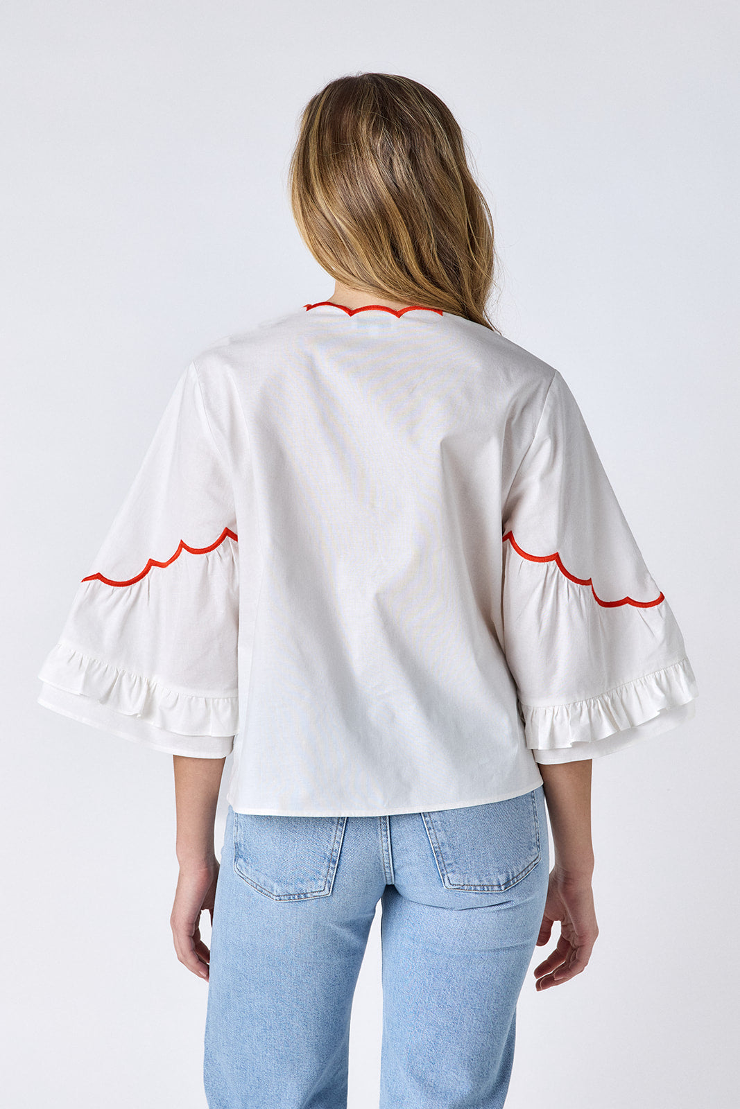 Ity Blouse with Embroidered Details in Ivory | CROSBY by Mollie Burch