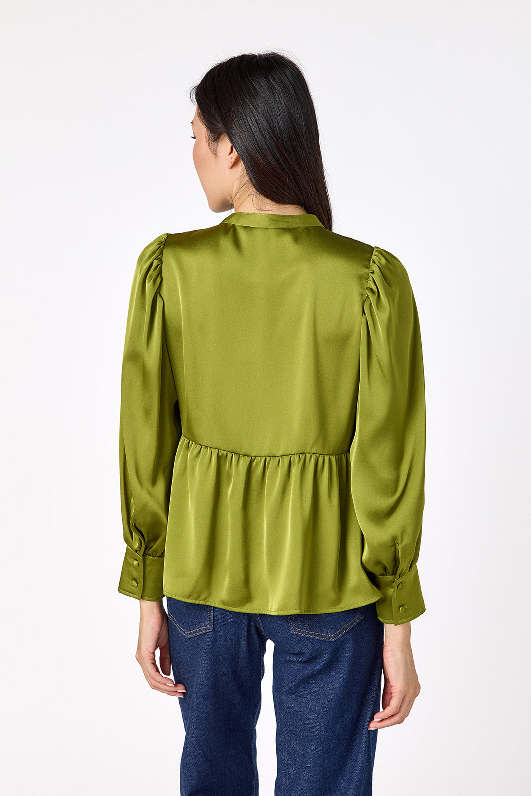 Renny Top featuring festive velvet bow detailing on model – CROSBY by Mollie Burch