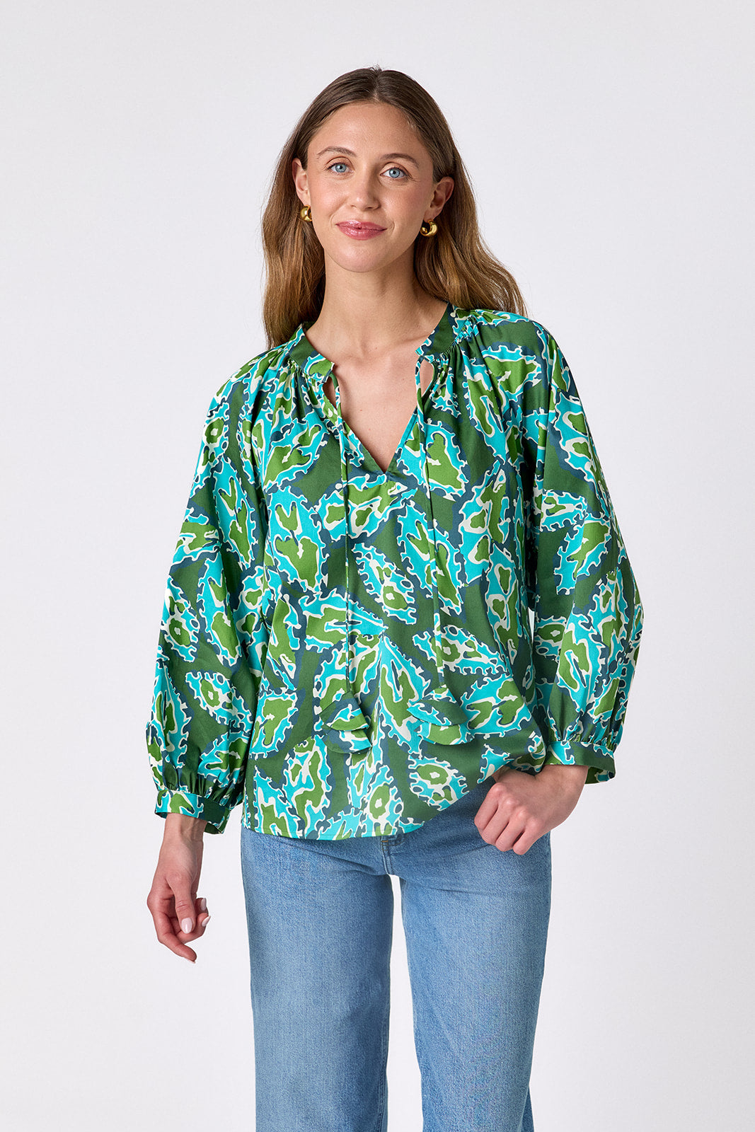 Moss Mirage raglan sleeve top on model — CROSBY by Mollie Burch