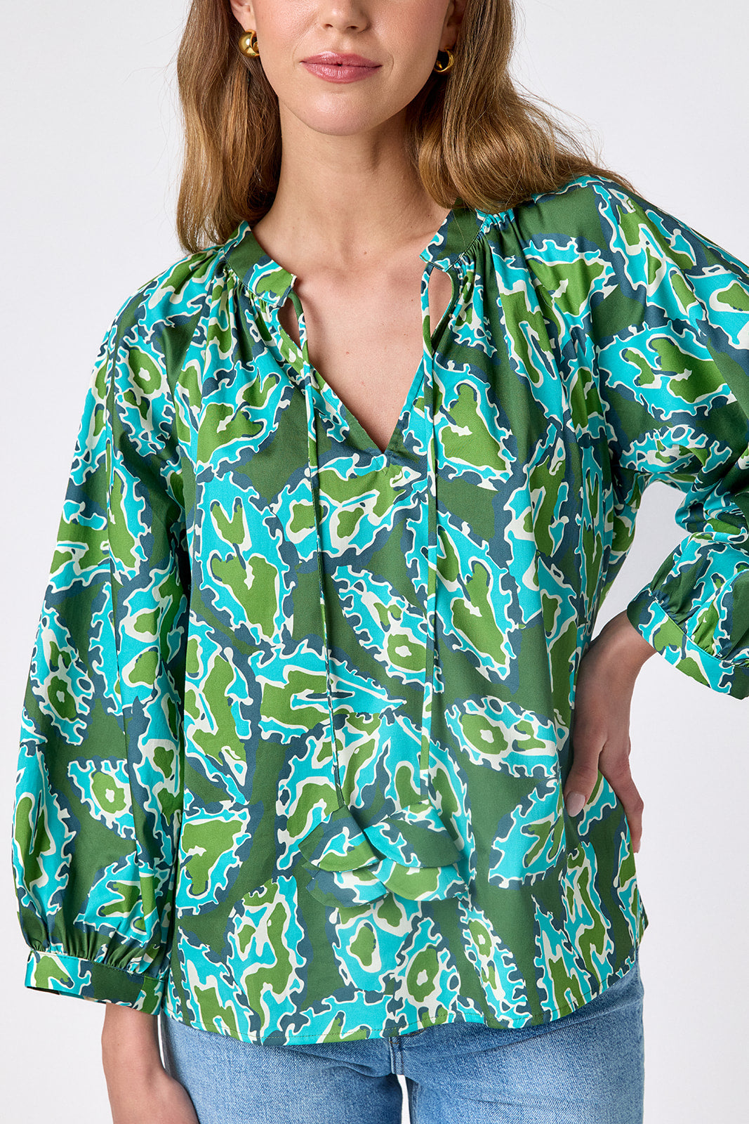 Moss Mirage raglan sleeve top on model — CROSBY by Mollie Burch