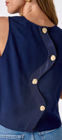 Oxford Navy boxy leather tank on model — CROSBY by Mollie Burch
