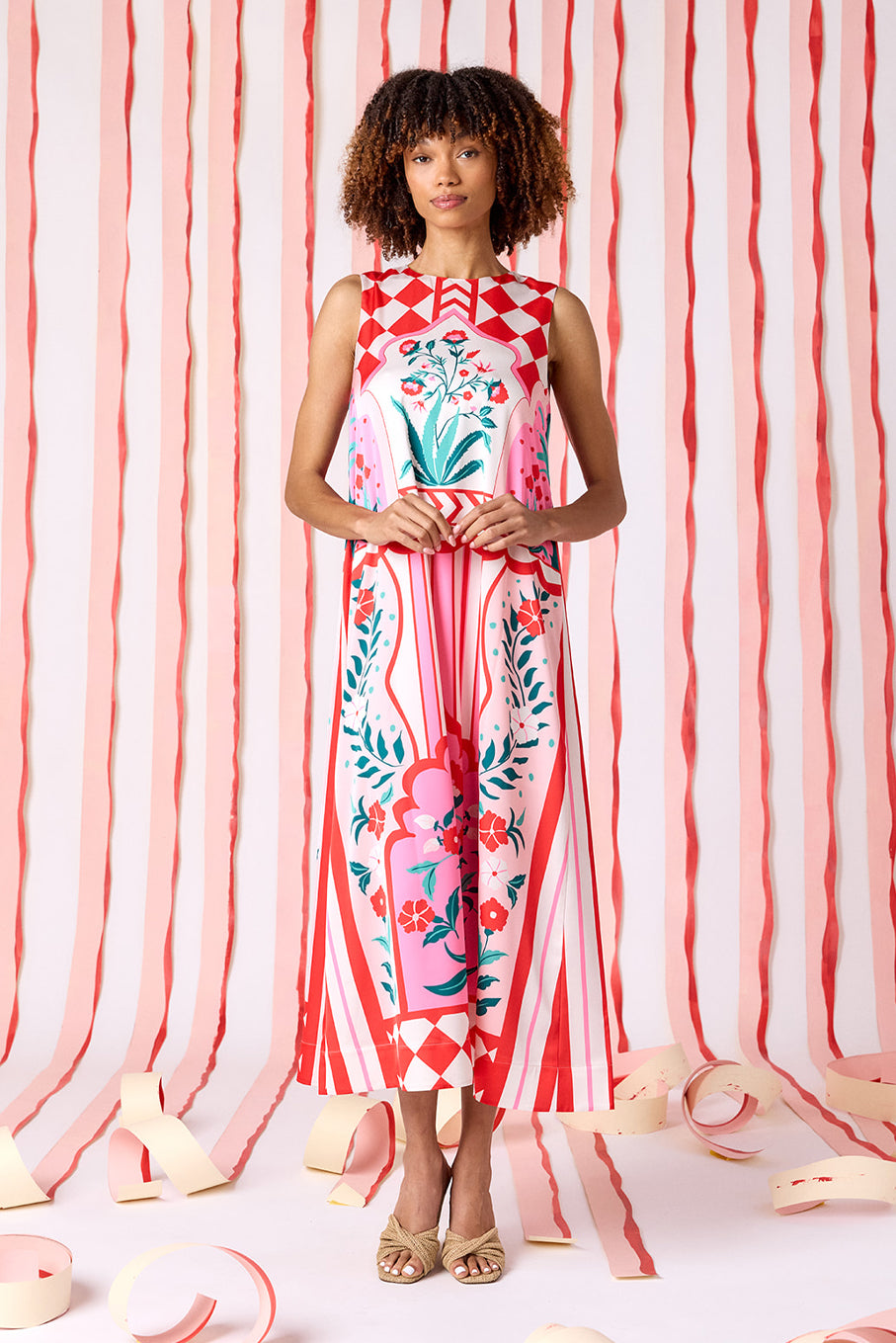 Palladio voluminous sleeveless maxi dress on model — CROSBY by Mollie Burch