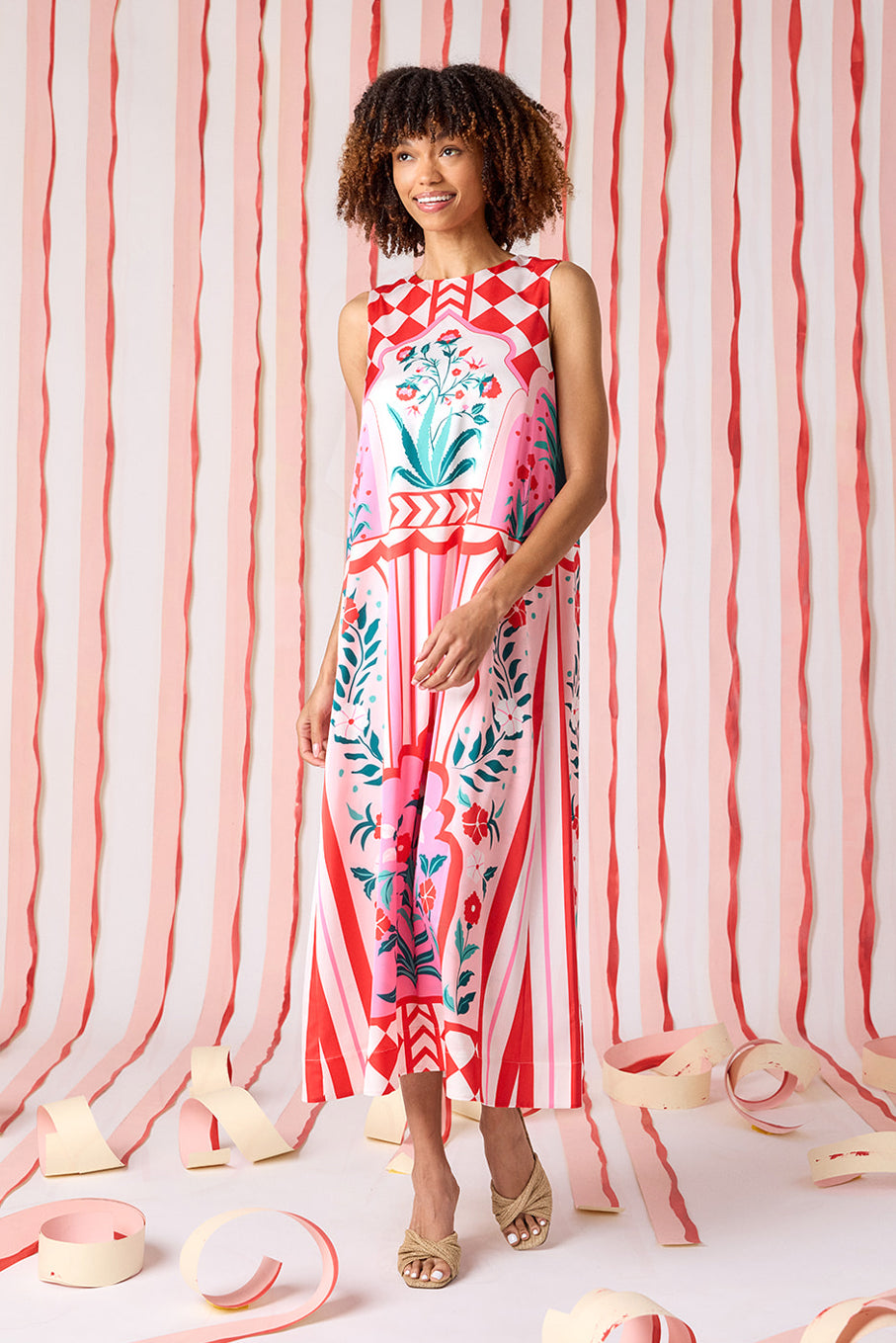 Palladio voluminous sleeveless maxi dress on model — CROSBY by Mollie Burch