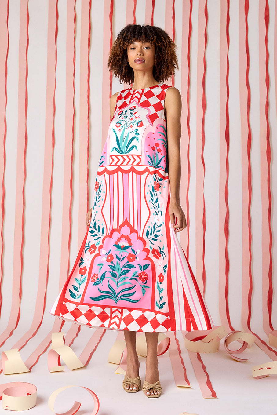 Palladio voluminous sleeveless maxi dress on model — CROSBY by Mollie Burch