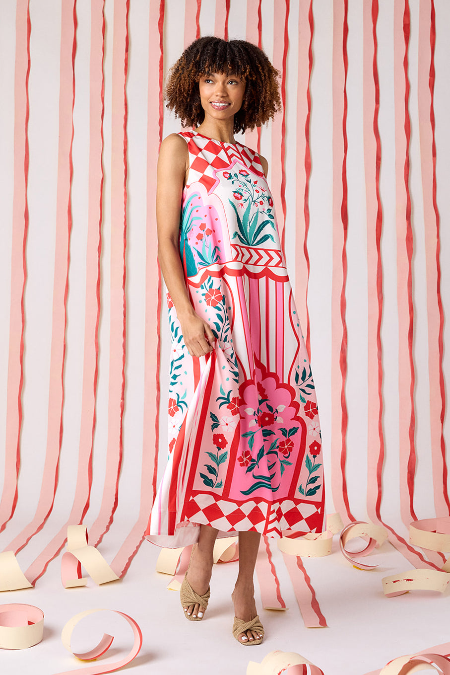 Palladio voluminous sleeveless maxi dress on model — CROSBY by Mollie Burch