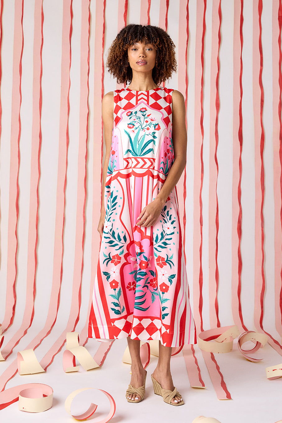 Palladio voluminous sleeveless maxi dress on model — CROSBY by Mollie Burch