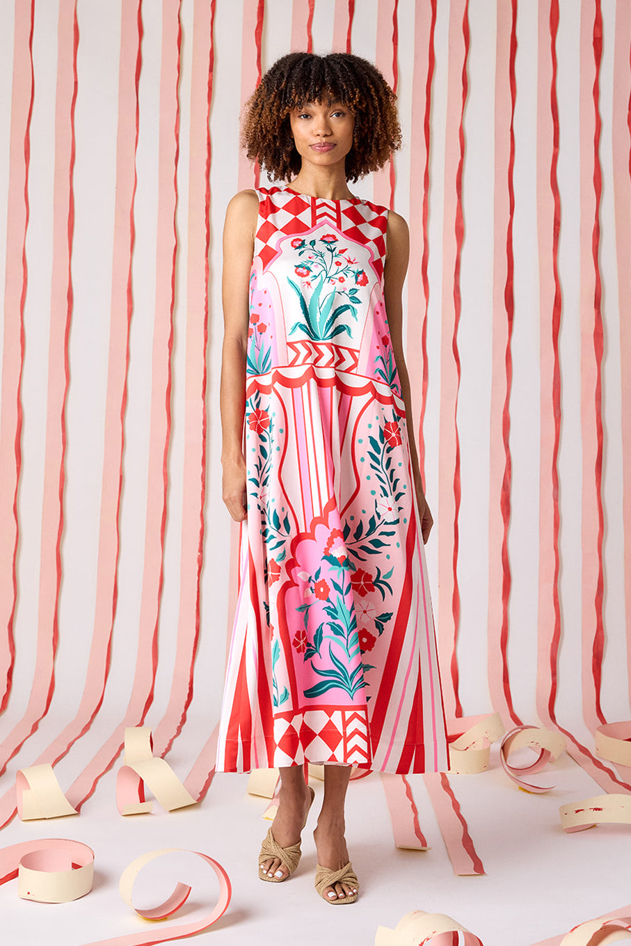 Palladio voluminous sleeveless maxi dress on model — CROSBY by Mollie Burch