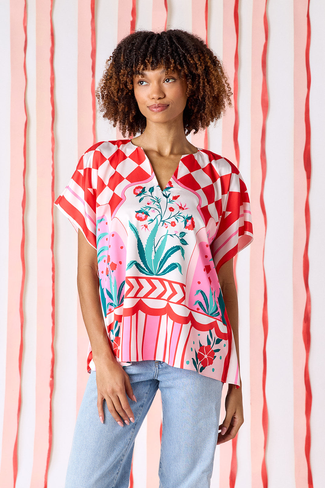Palladio short sleeve tunic top on model — CROSBY by Mollie Burch