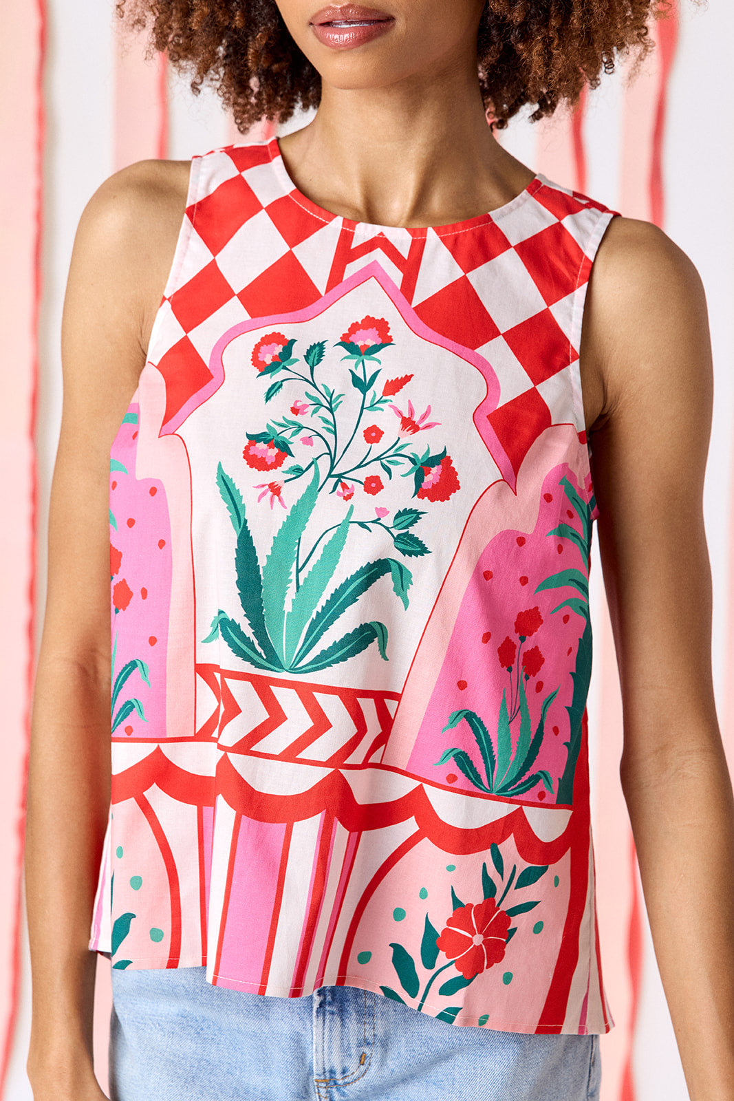 Palladio sleeveless a-line tank top on model — CROSBY by Mollie Burch