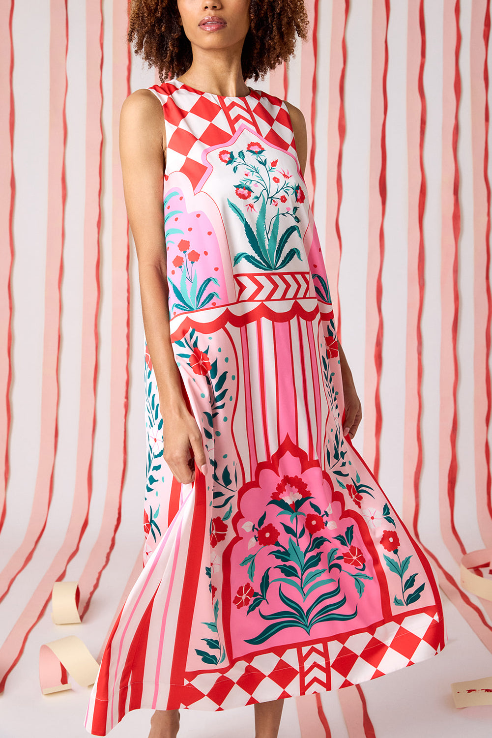 Palladio voluminous sleeveless maxi dress on model — CROSBY by Mollie Burch