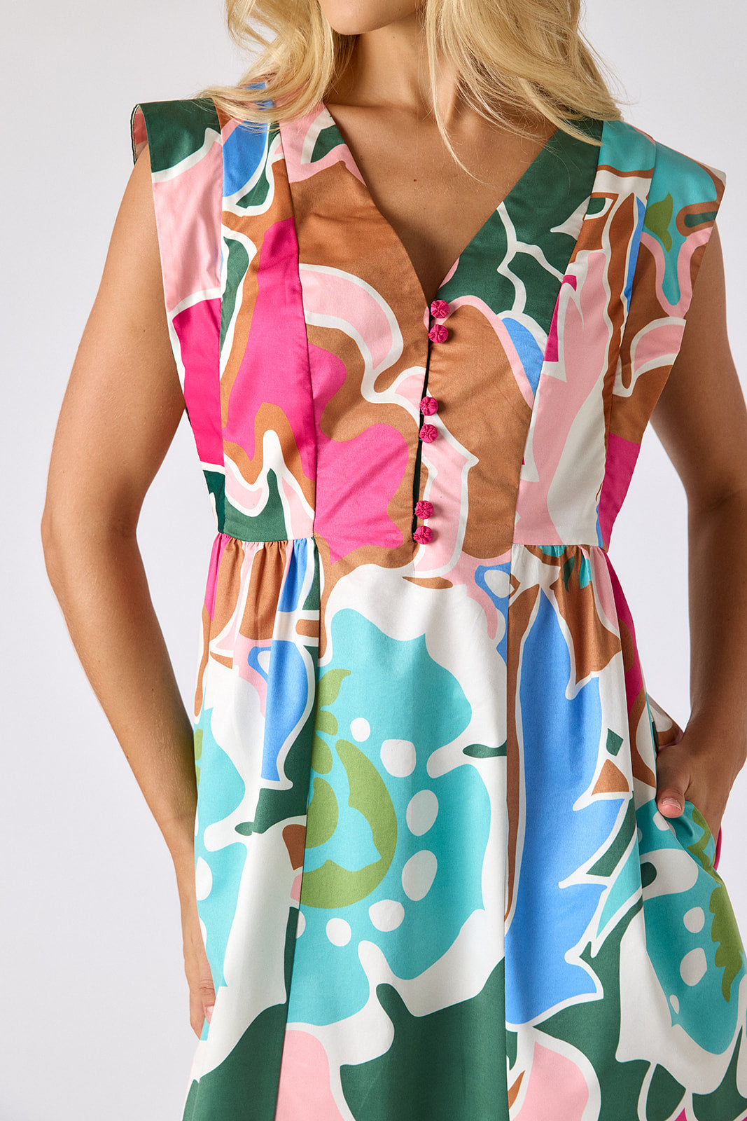 Petal Pop A-line midi dress on model — CROSBY by Mollie Burch