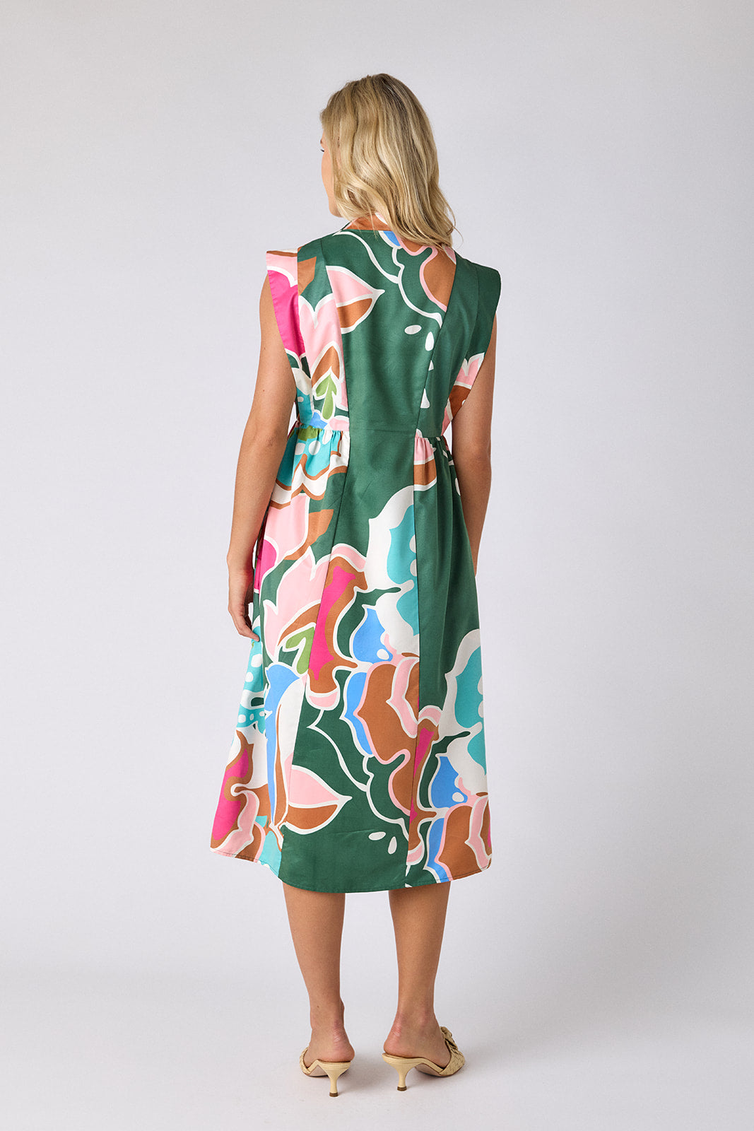 Petal Pop A-line midi dress on model — CROSBY by Mollie Burch
