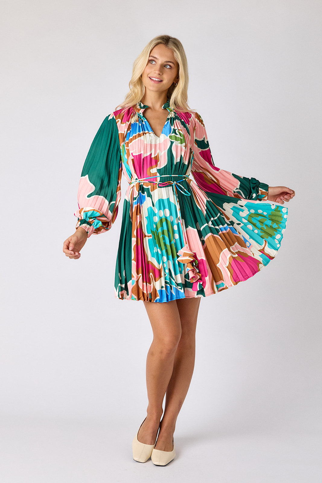 Heidi Dress — Swingy Pleated Mini Dress