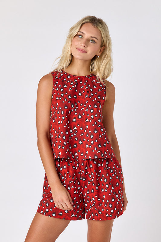 Pheasant boxy tank with matching short on model — CROSBY by Mollie Burch