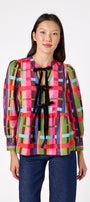 Renny Top featuring festive velvet bow detailing on model – CROSBY by Mollie Burch