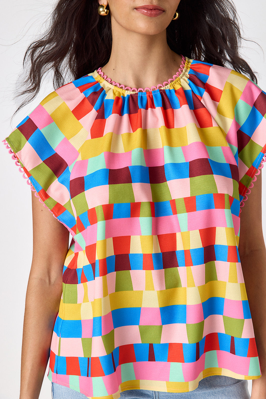 Prism raglan style short sleeve top on model — CROSBY by Mollie Burch