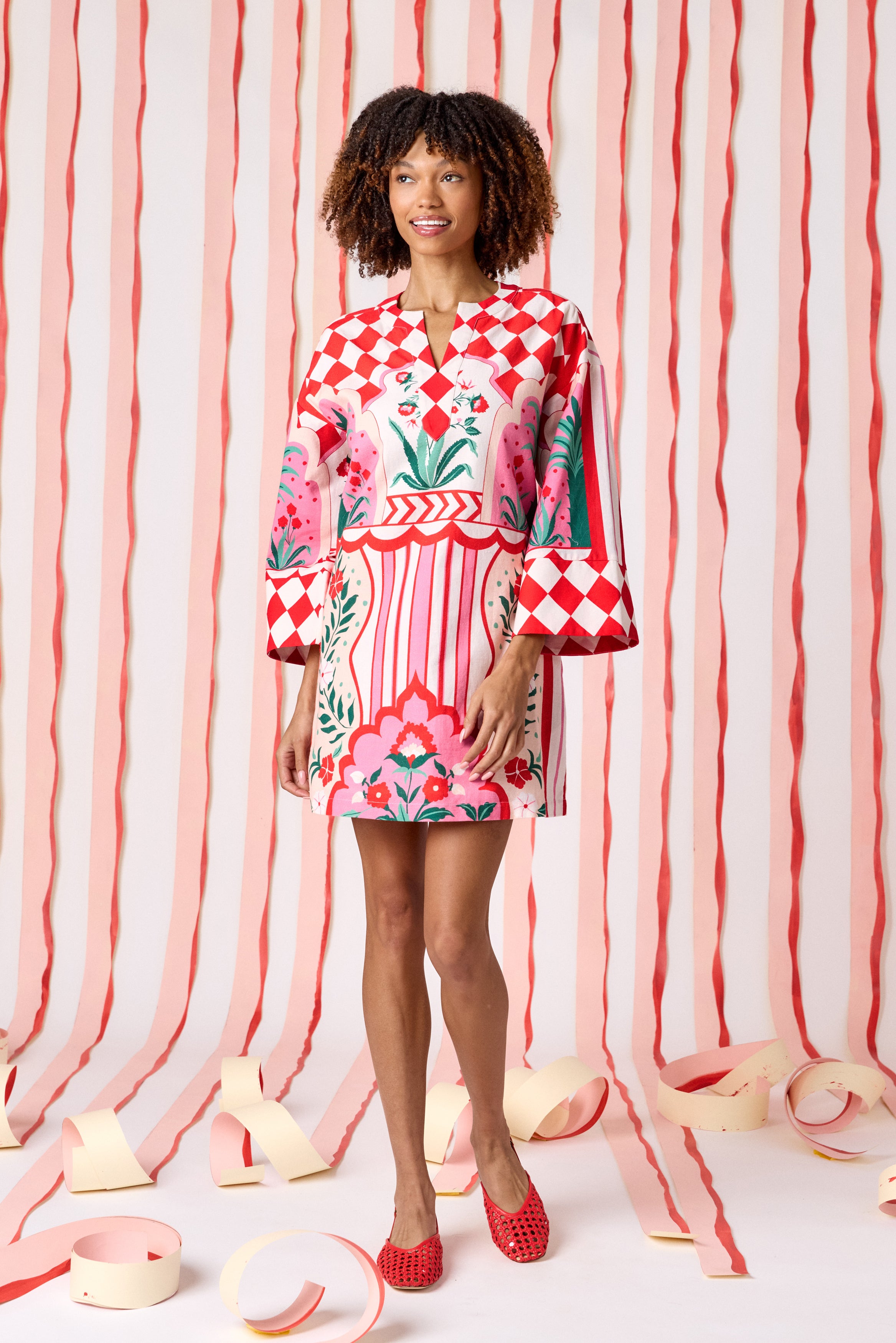 Alice Tunic Dress | Bell Sleeve Shift Dress | CROSBY