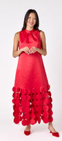 Red satin festive party dress on model – CROSBY by Mollie Burch
