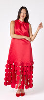 Red satin festive party dress on model – CROSBY by Mollie Burch