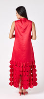 Red satin festive party dress on model – CROSBY by Mollie Burch