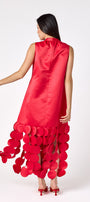 Red satin festive party dress on model – CROSBY by Mollie Burch