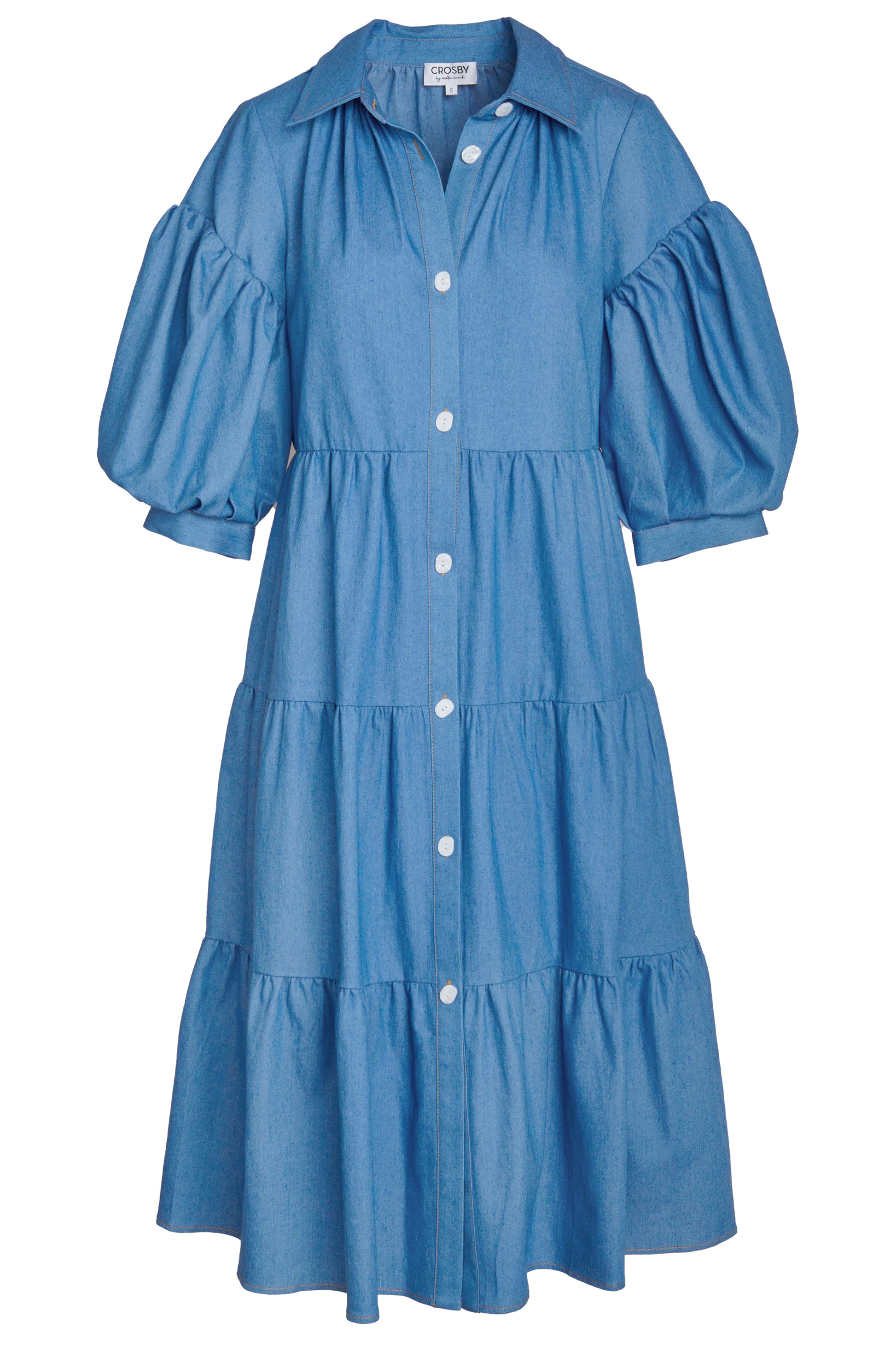 Rowen Dress in Denim Blue | CROSBY by Mollie Burch